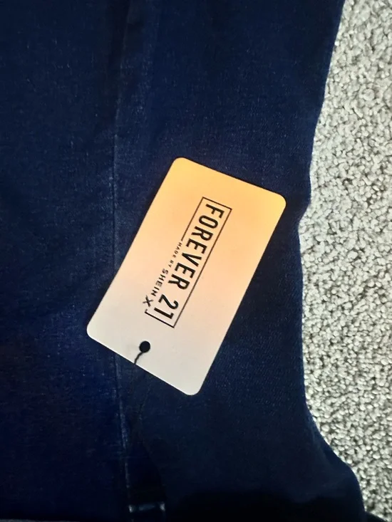 Forever 21 Navy Blue Denim Belted Pinafore Dress - Picture 3 of 3